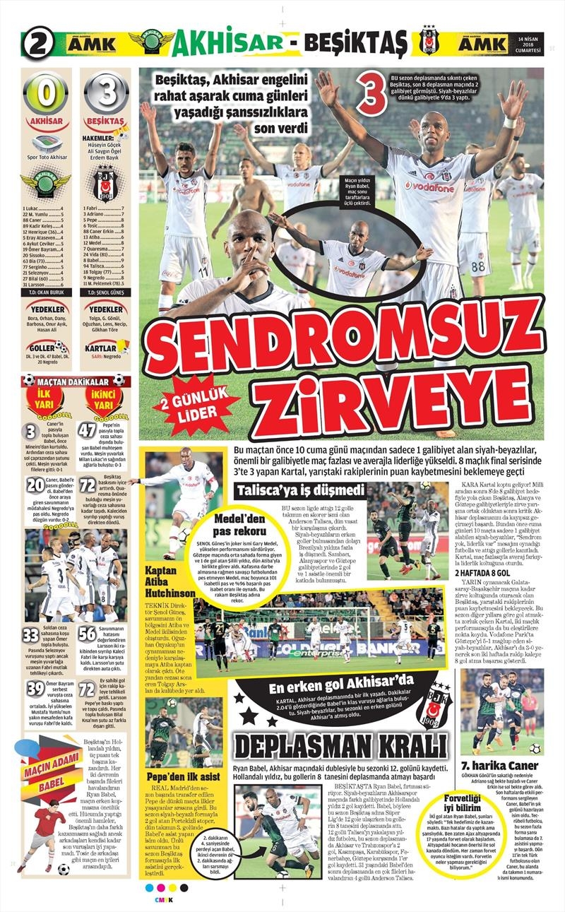 14 Nisan 2018 | Gazetelerin Beşiktaş Manşetleri - Görsel 17
