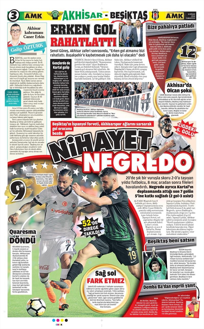 14 Nisan 2018 | Gazetelerin Beşiktaş Manşetleri - Görsel 18