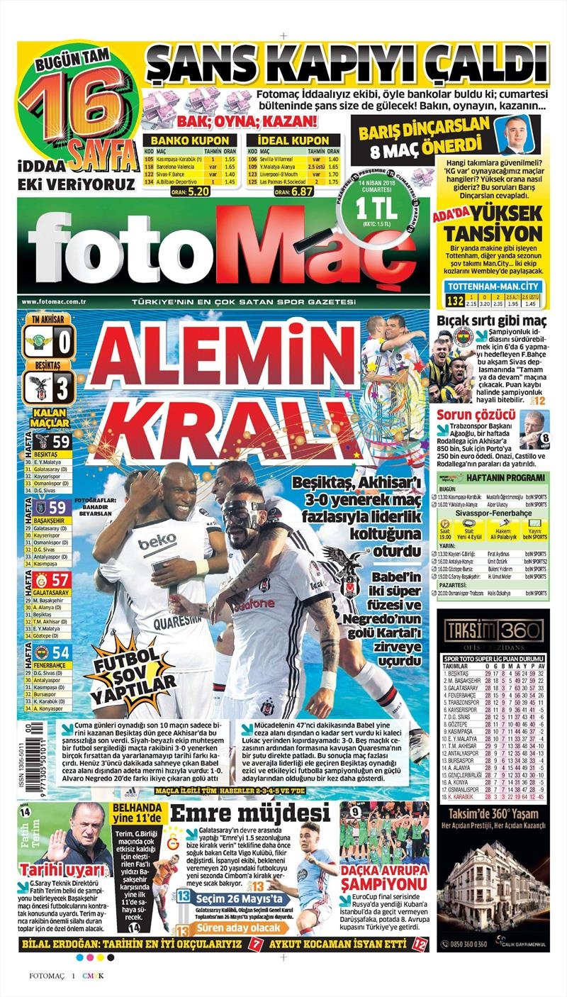 14 Nisan 2018 | Gazetelerin Beşiktaş Manşetleri - Görsel 23