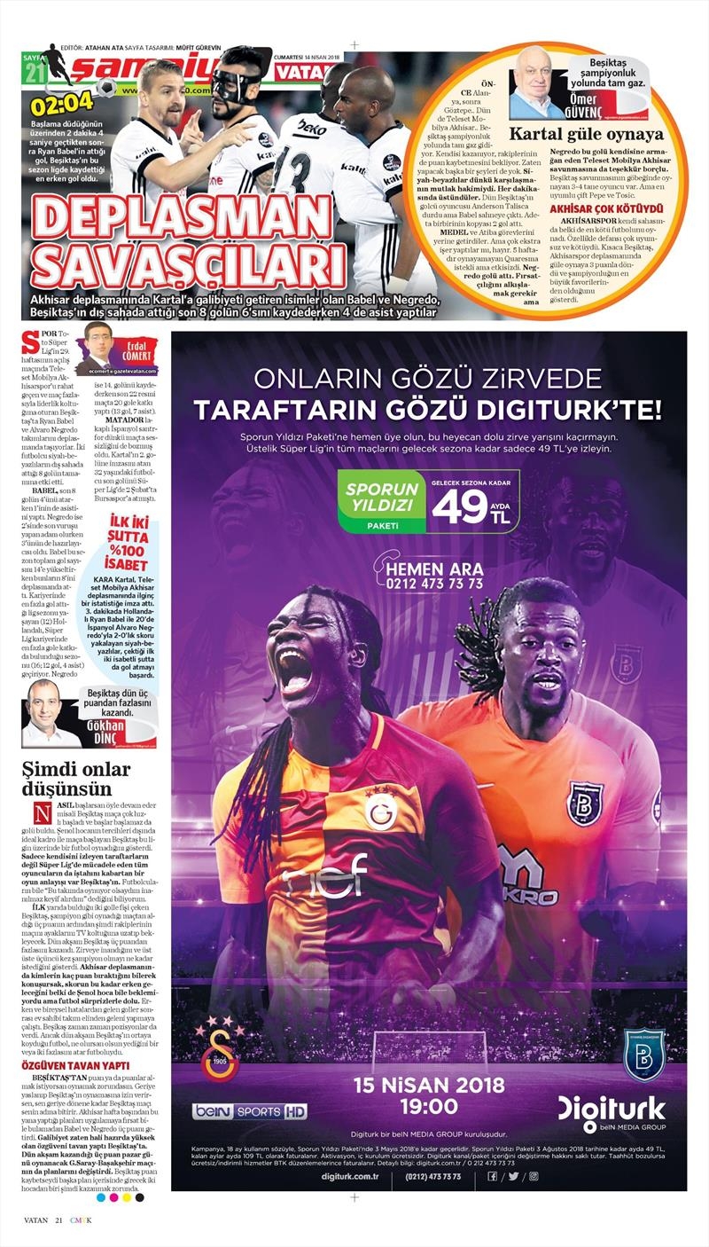 14 Nisan 2018 | Gazetelerin Beşiktaş Manşetleri - Görsel 6