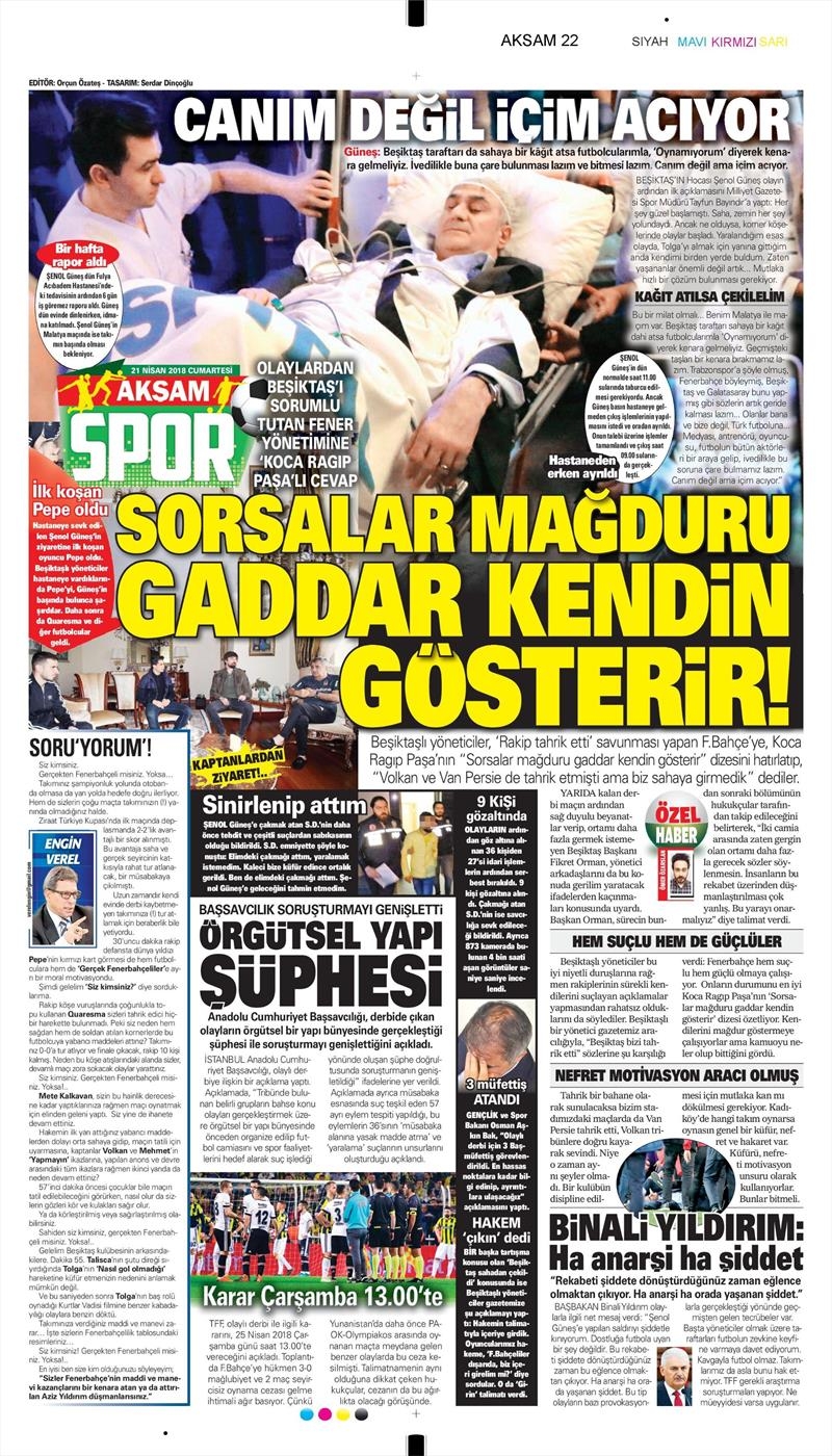 21 Nisan 2018 | Gazetelerin Beşiktaş Manşetleri - Görsel 1