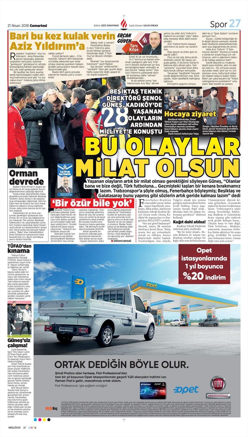 21 Nisan 2018 | Gazetelerin Beşiktaş Manşetleri - Görsel 26