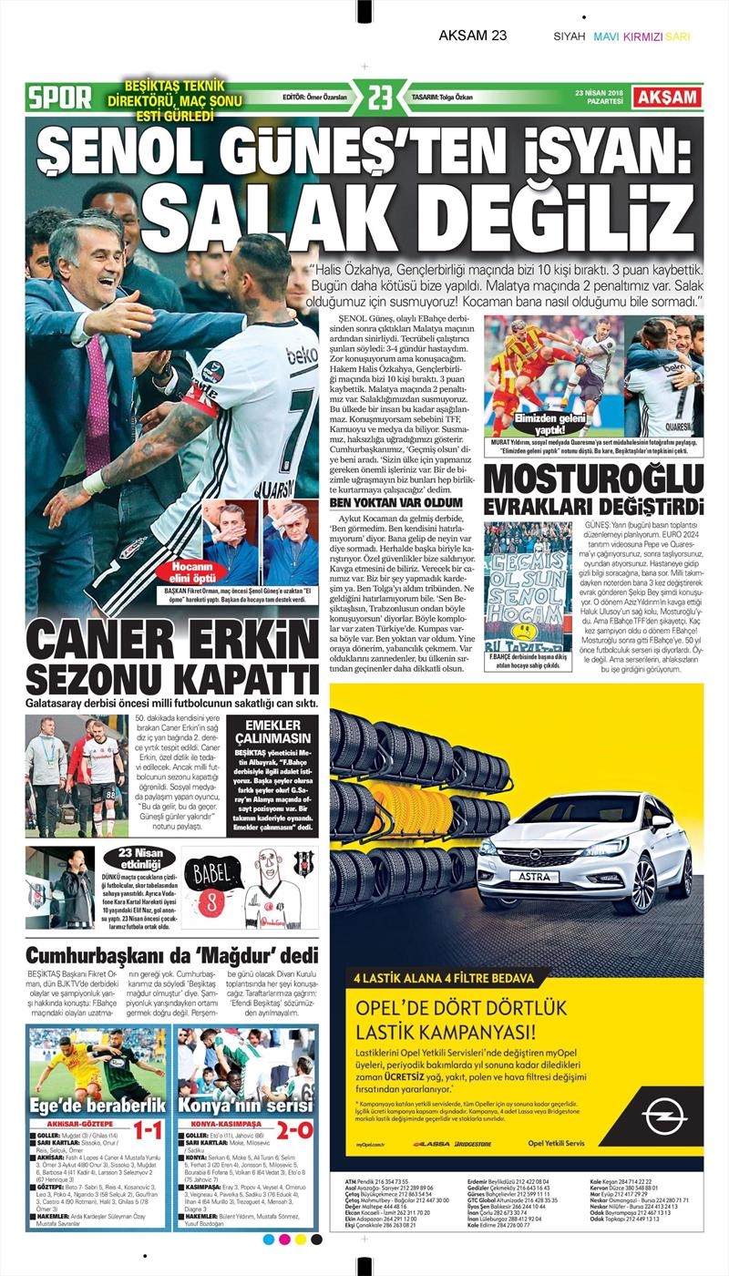 23 Nisan 2018 | Gazetelerin Beşiktaş Manşetleri - Görsel 14