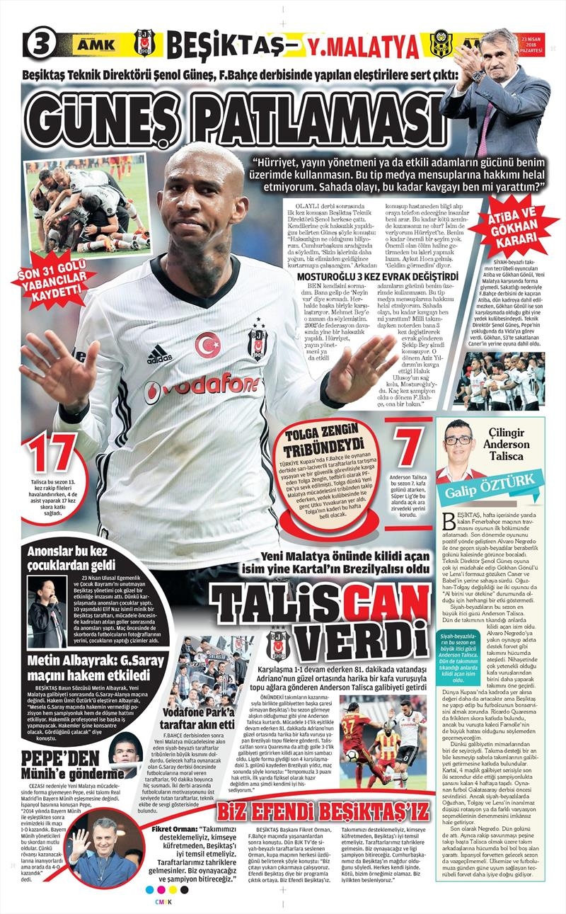 23 Nisan 2018 | Gazetelerin Beşiktaş Manşetleri - Görsel 17