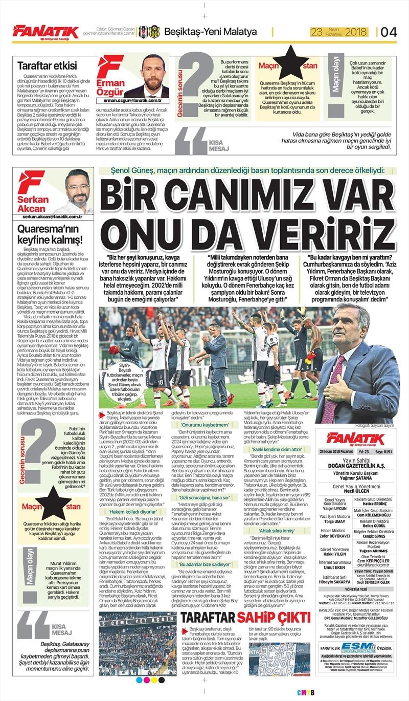 23 Nisan 2018 | Gazetelerin Beşiktaş Manşetleri - Görsel 9