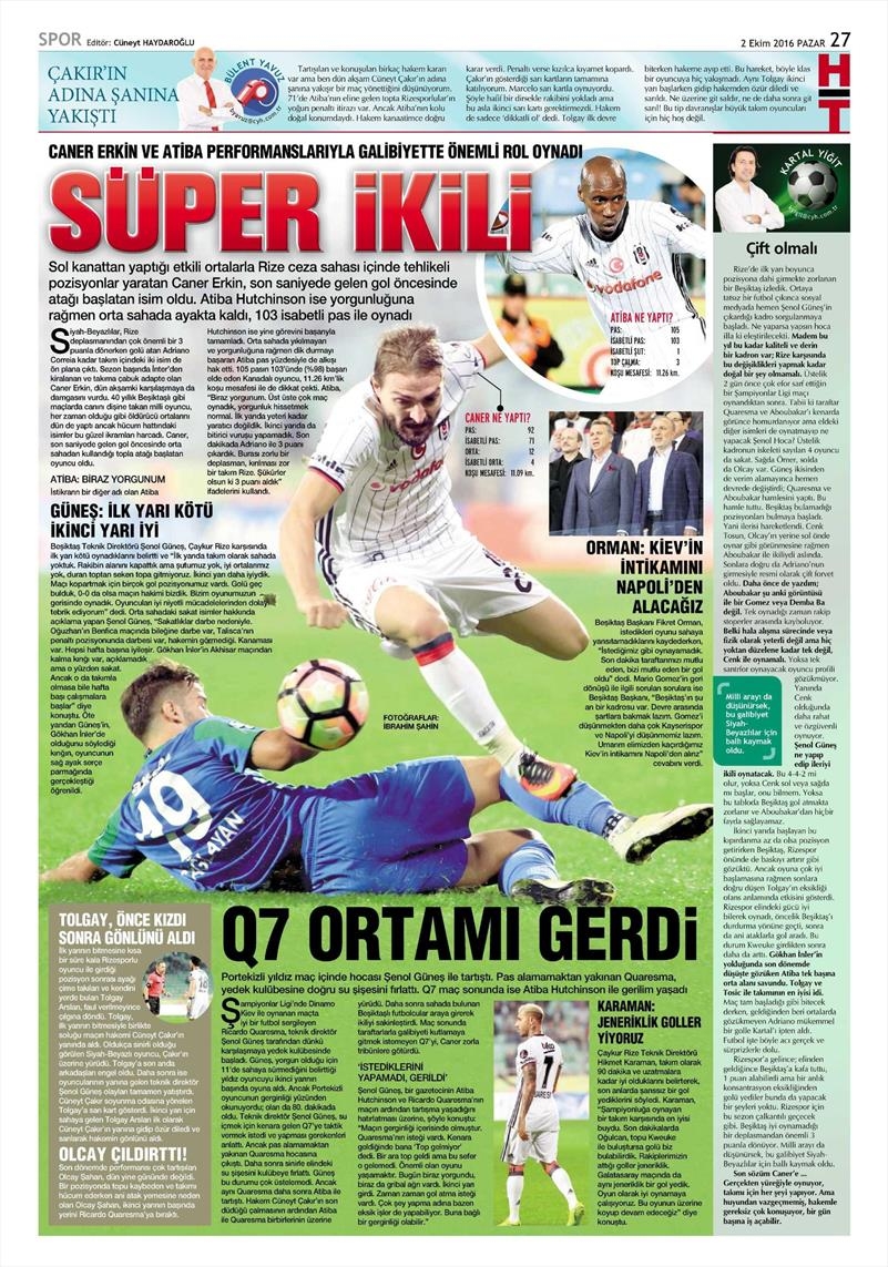 2 Ekim 2016 | Beşiktaş sayfaları - Görsel 10