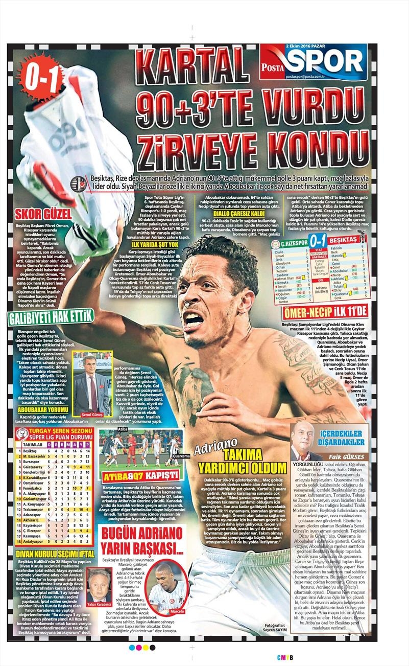 2 Ekim 2016 | Beşiktaş sayfaları - Görsel 16