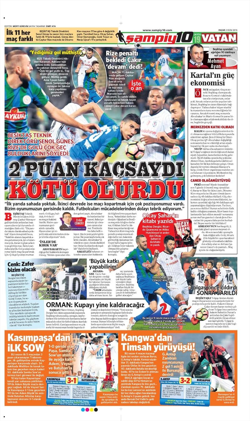 2 Ekim 2016 | Beşiktaş sayfaları - Görsel 25