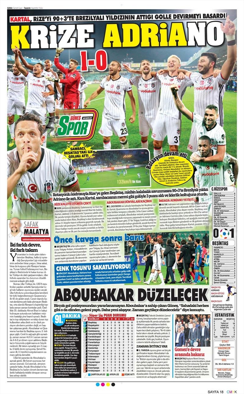 2 Ekim 2016 | Beşiktaş sayfaları - Görsel 8