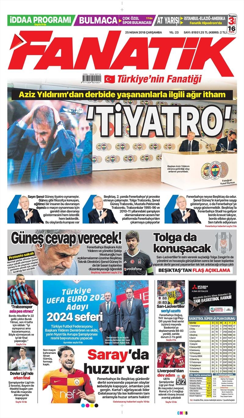 25 Nisan 2018 | Gazetelerin Beşiktaş Manşetleri - Görsel 1