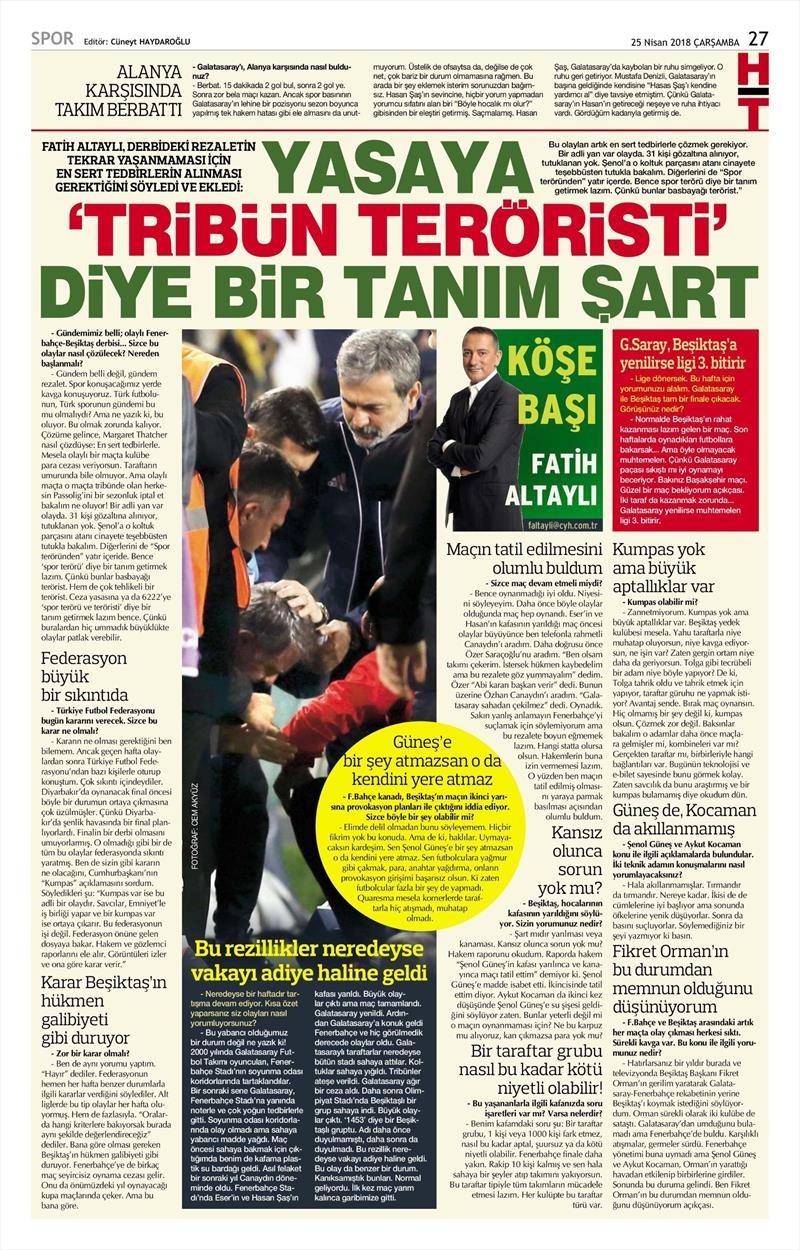 25 Nisan 2018 | Gazetelerin Beşiktaş Manşetleri - Görsel 10