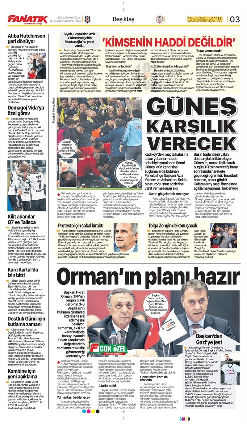 25 Nisan 2018 | Gazetelerin Beşiktaş Manşetleri - Görsel 8