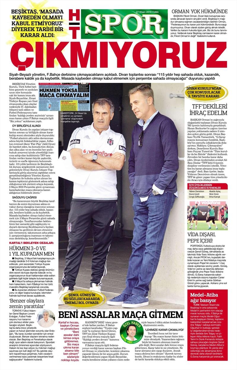 27 Nisan 2018 | Gazetelerin Beşiktaş Manşetleri - Görsel 1