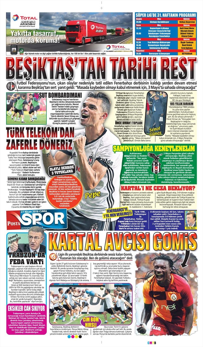 27 Nisan 2018 | Gazetelerin Beşiktaş Manşetleri - Görsel 13