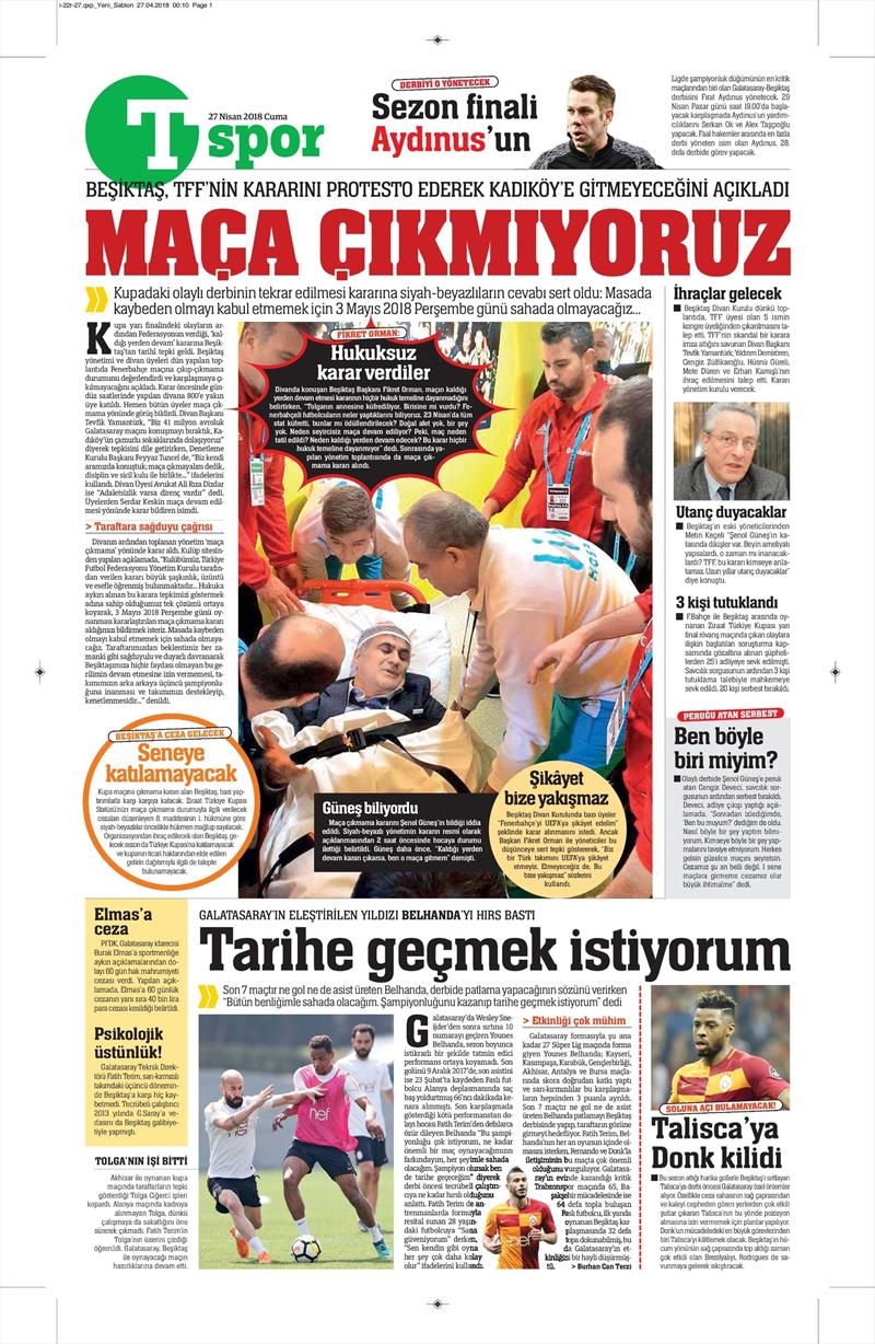 27 Nisan 2018 | Gazetelerin Beşiktaş Manşetleri - Görsel 14