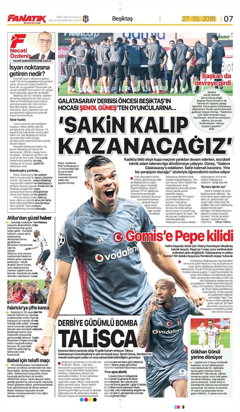 27 Nisan 2018 | Gazetelerin Beşiktaş Manşetleri - Görsel 3