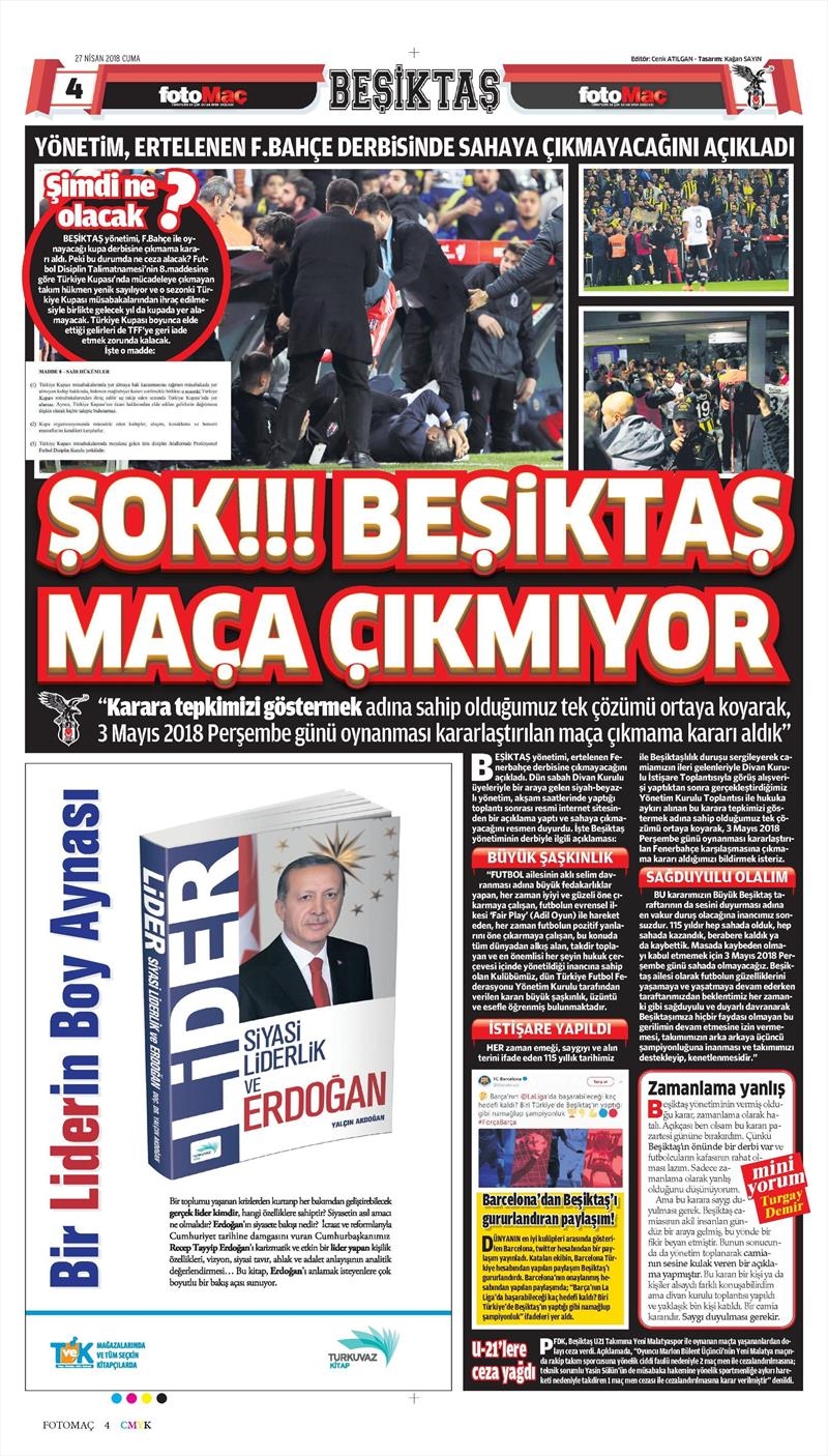 27 Nisan 2018 | Gazetelerin Beşiktaş Manşetleri - Görsel 4