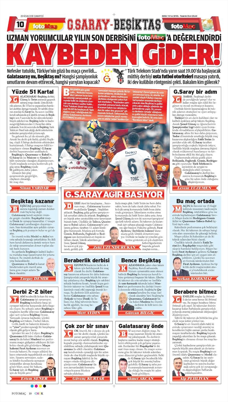28 Nisan 2018 | Gazetelerin Beşiktaş Manşetleri - Görsel 4