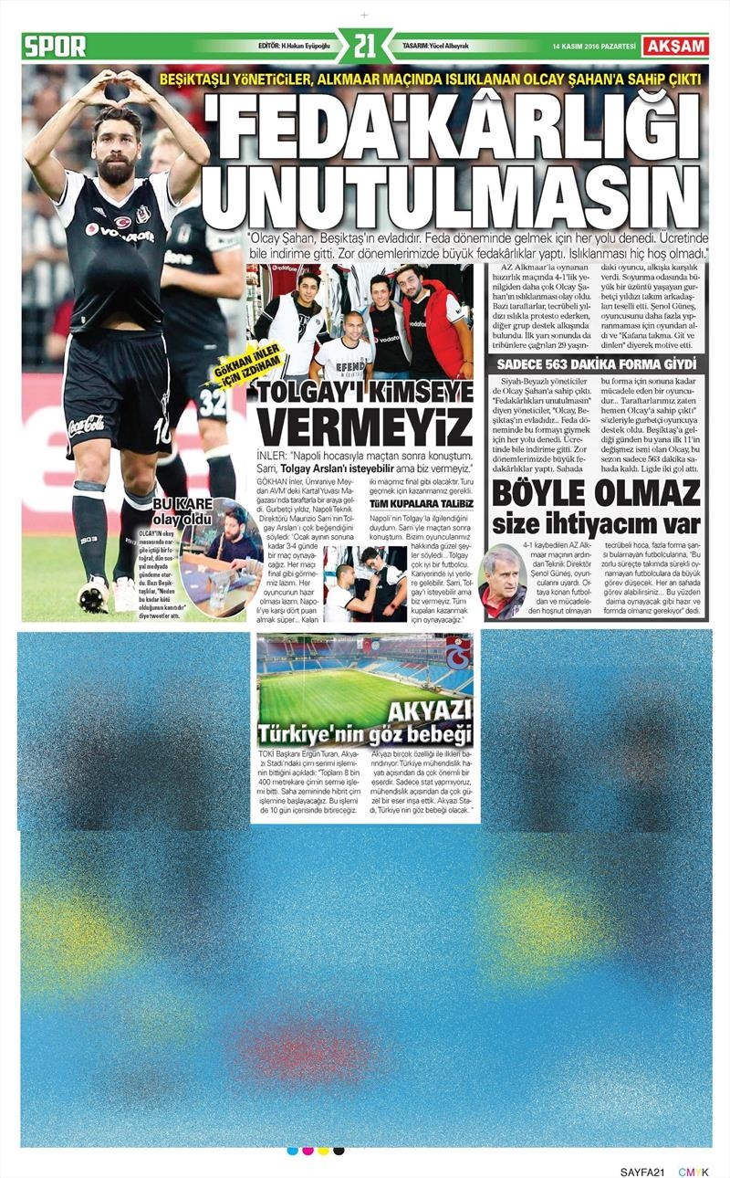 14 Kasım 2016 | Gazetelerin Beşiktaş sayfaları - Görsel 2