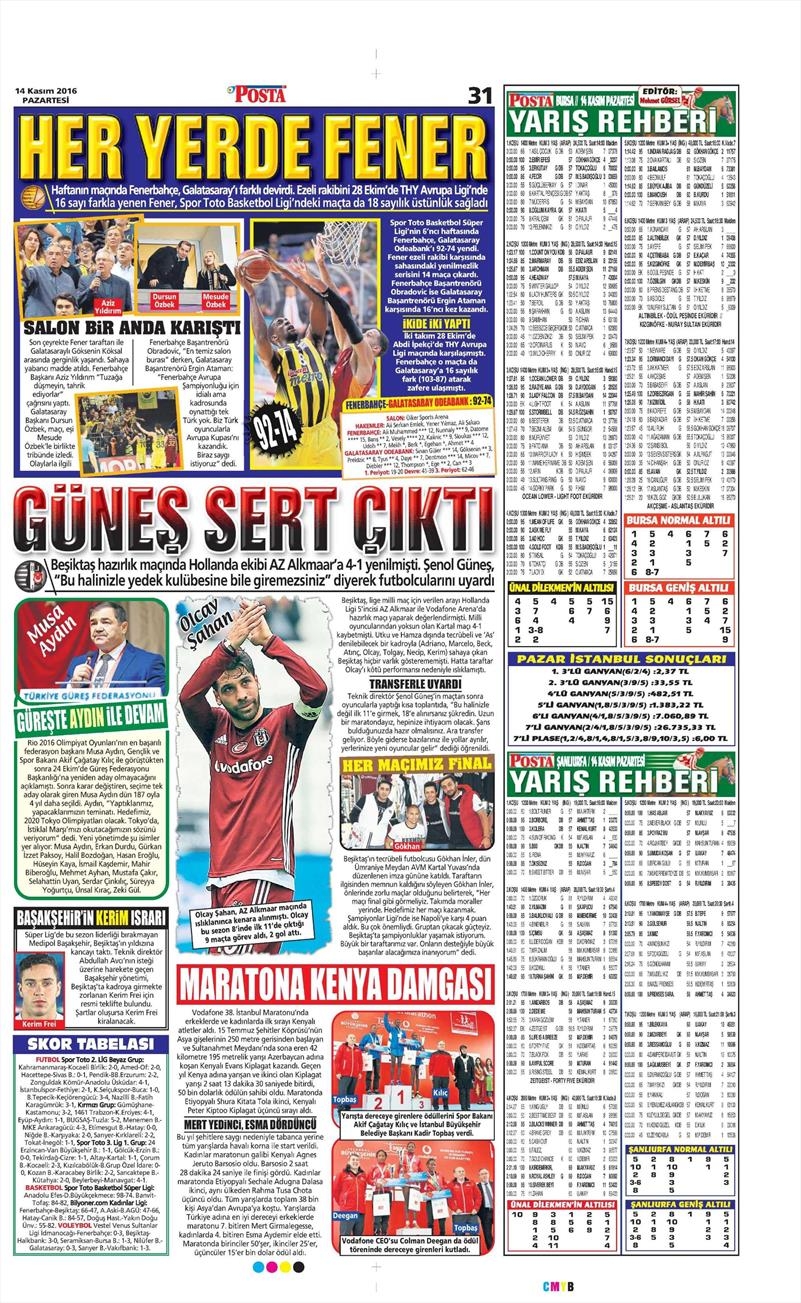 14 Kasım 2016 | Gazetelerin Beşiktaş sayfaları - Görsel 7