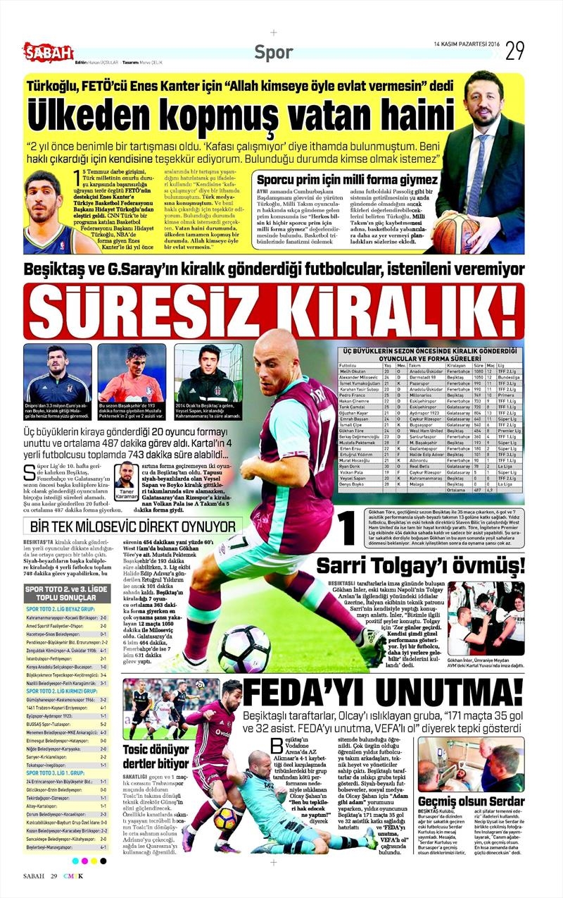 14 Kasım 2016 | Gazetelerin Beşiktaş sayfaları - Görsel 8
