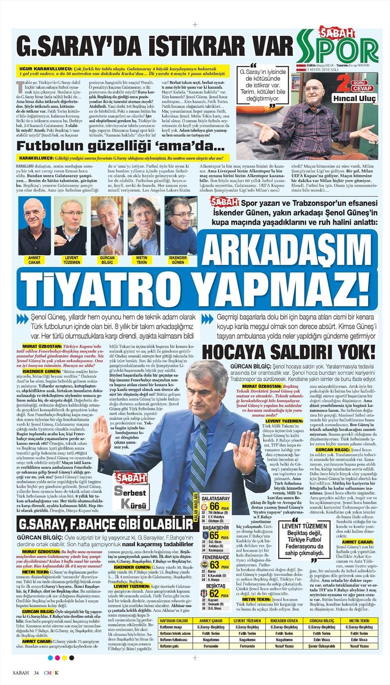 1 Mayıs 2018 | Gazetelerin Beşiktaş Manşetleri - Görsel 13