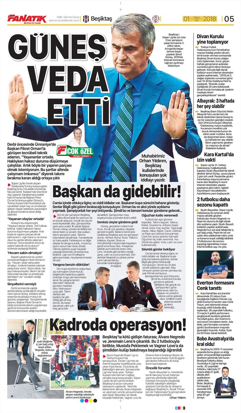 1 Mayıs 2018 | Gazetelerin Beşiktaş Manşetleri - Görsel 2
