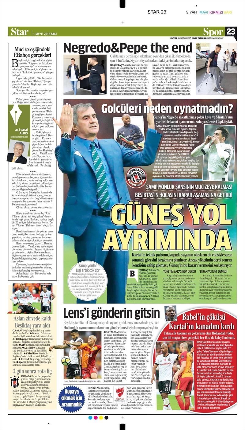1 Mayıs 2018 | Gazetelerin Beşiktaş Manşetleri - Görsel 8