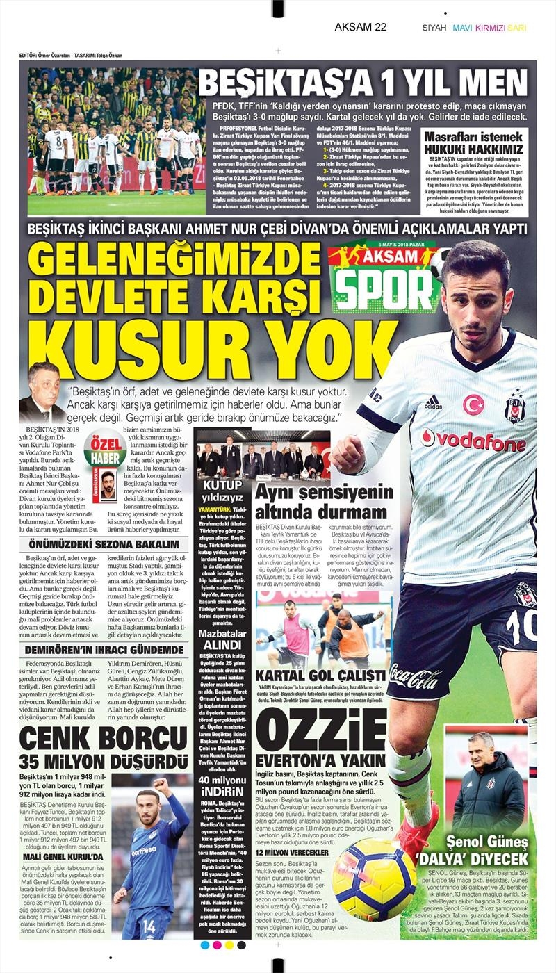 6 Mayıs 2018 | Gazetelerin Beşiktaş Manşetleri - Görsel 3