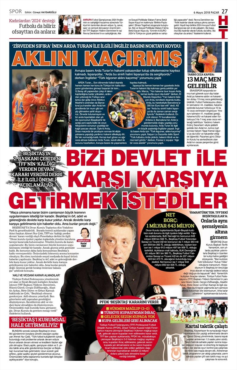 6 Mayıs 2018 | Gazetelerin Beşiktaş Manşetleri - Görsel 4