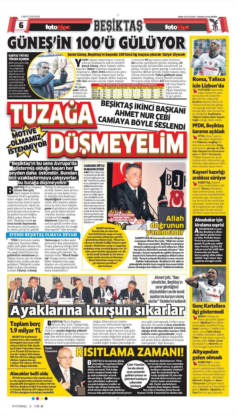 6 Mayıs 2018 | Gazetelerin Beşiktaş Manşetleri - Görsel 6
