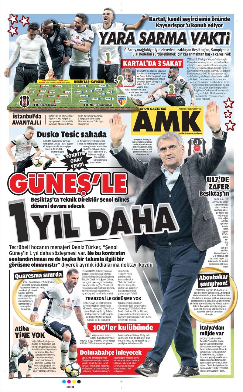 7 Mayıs 2018 | Gazetelerin Beşiktaş Manşetleri - Görsel 1