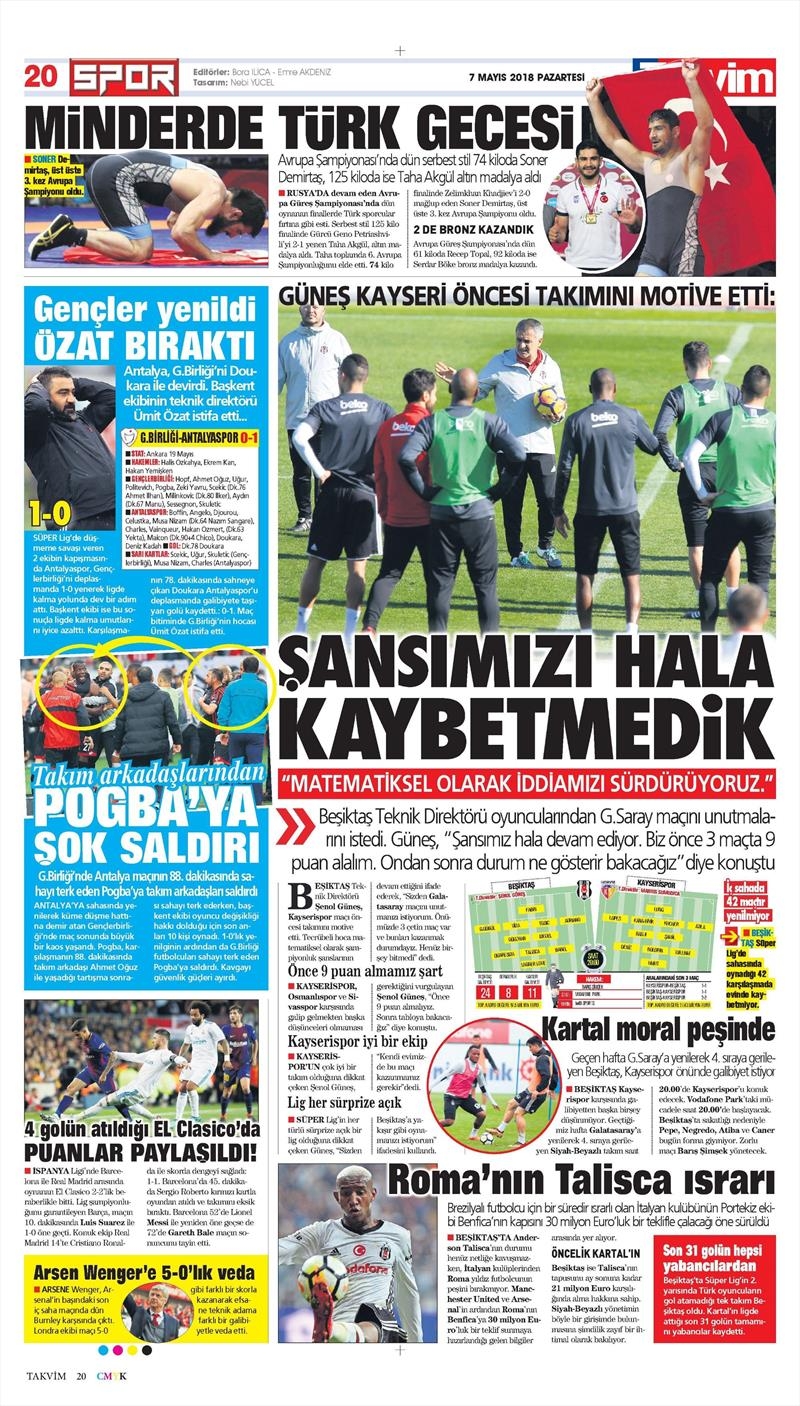 7 Mayıs 2018 | Gazetelerin Beşiktaş Manşetleri - Görsel 6
