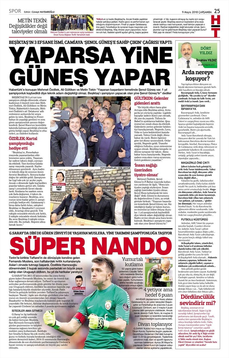 9 Mayıs 2018 | Gazetelerin Beşiktaş Manşetleri - Görsel 5