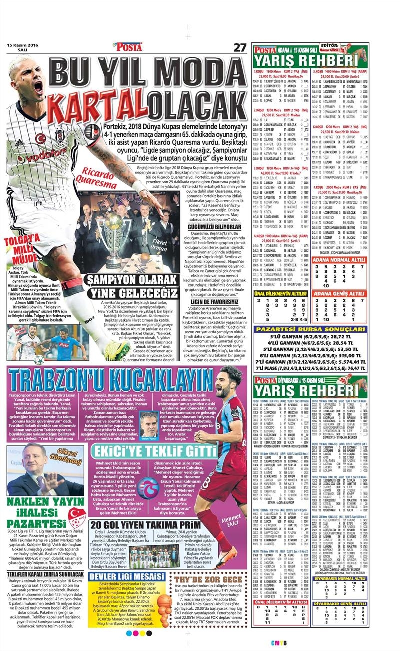 15 Kasım 2016 | Gazetelerin Beşiktaş sayfaları - Görsel 12