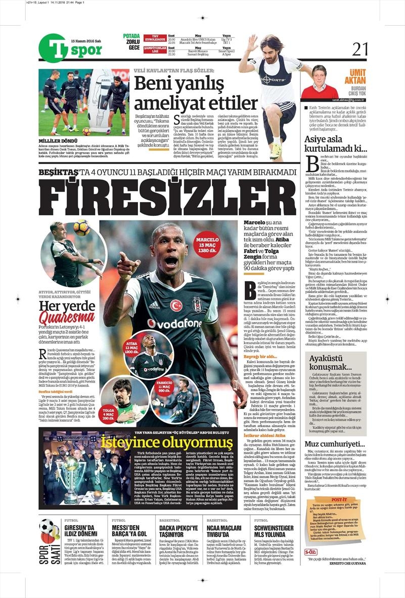 15 Kasım 2016 | Gazetelerin Beşiktaş sayfaları - Görsel 13