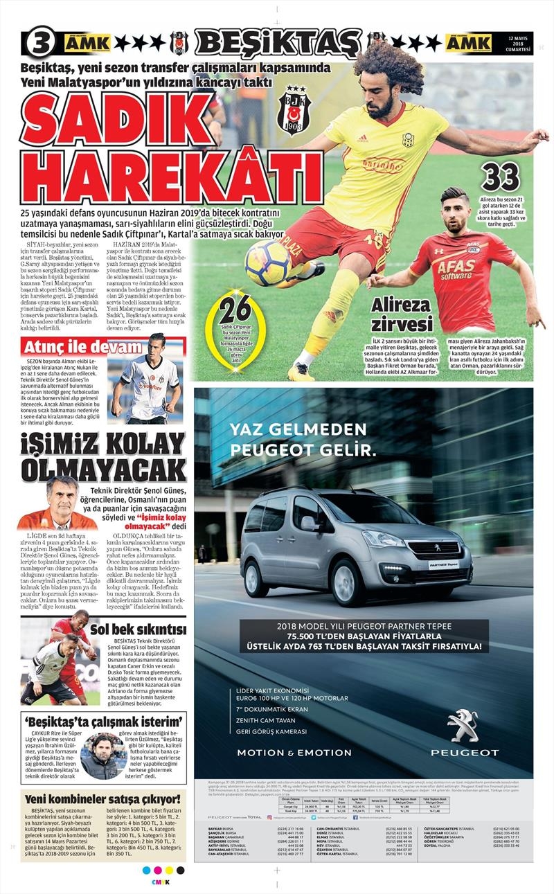 12 Mayıs 2018 | Gazetelerin Beşiktaş Manşetleri - Görsel 1