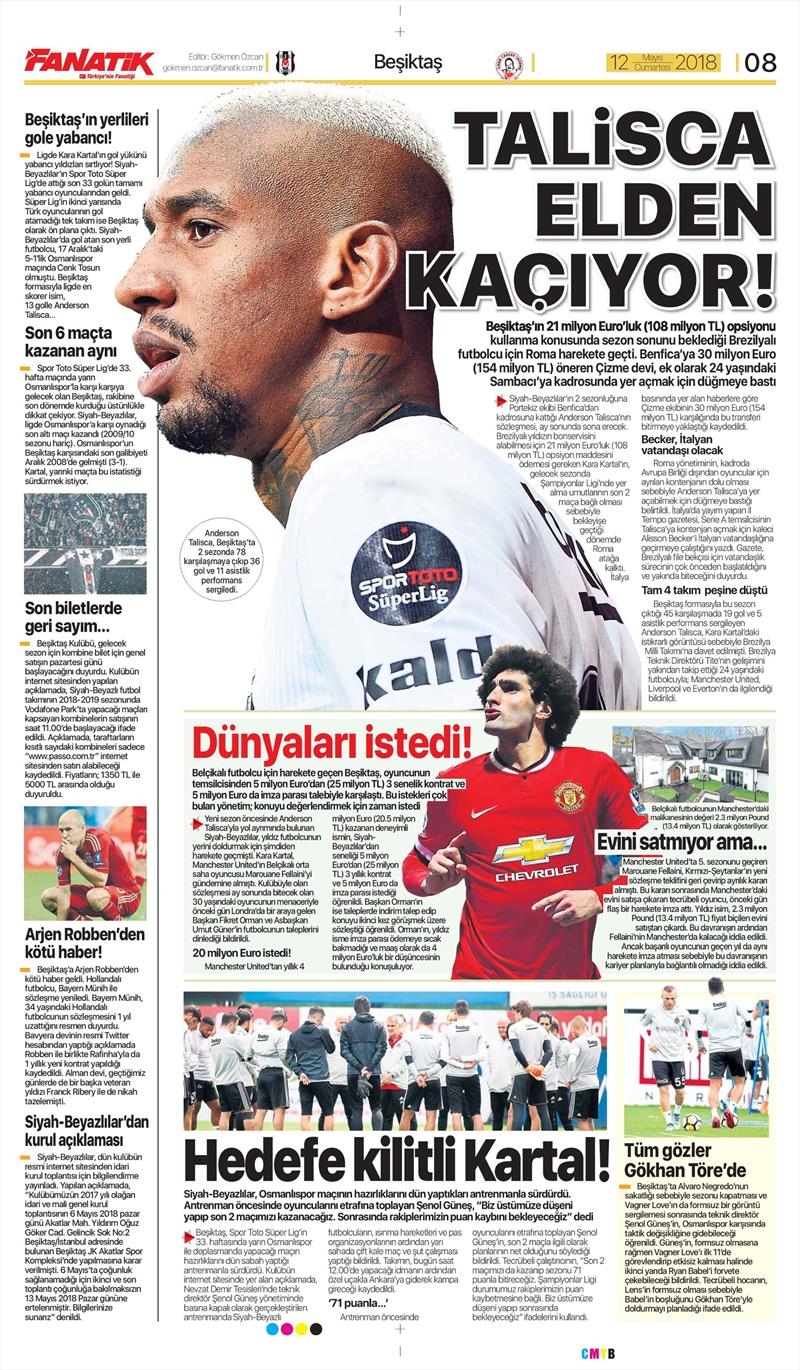 12 Mayıs 2018 | Gazetelerin Beşiktaş Manşetleri - Görsel 3