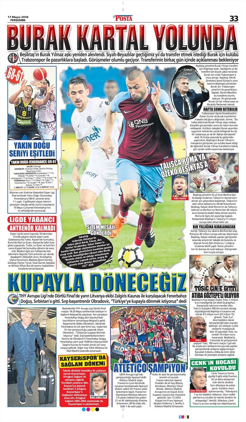 17 Mayıs 2018 | Gazetelerin Beşiktaş Manşetleri - Görsel 5
