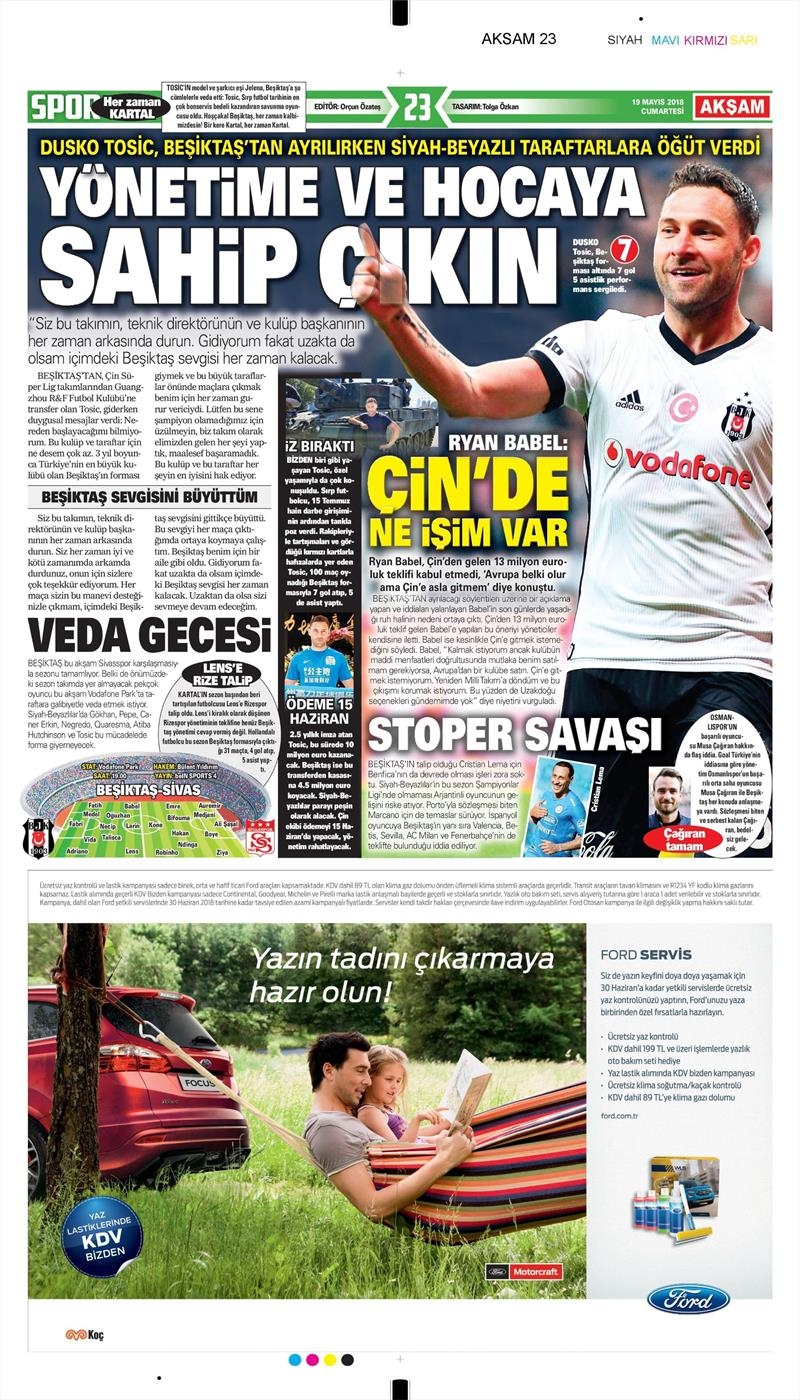 19 Mayıs 2018 | Gazetelerin Beşiktaş Manşetleri - Görsel 2
