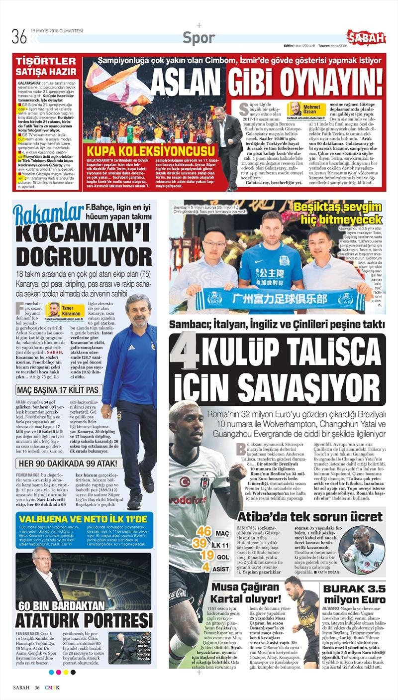 19 Mayıs 2018 | Gazetelerin Beşiktaş Manşetleri - Görsel 4