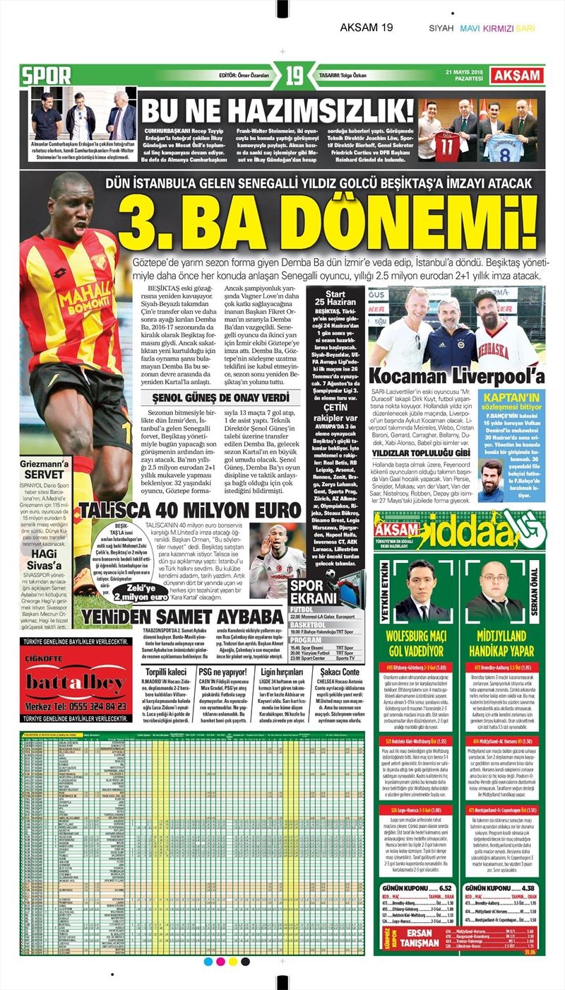 21 Mayıs 2018 | Gazetelerin Beşiktaş Manşetleri - Görsel 1