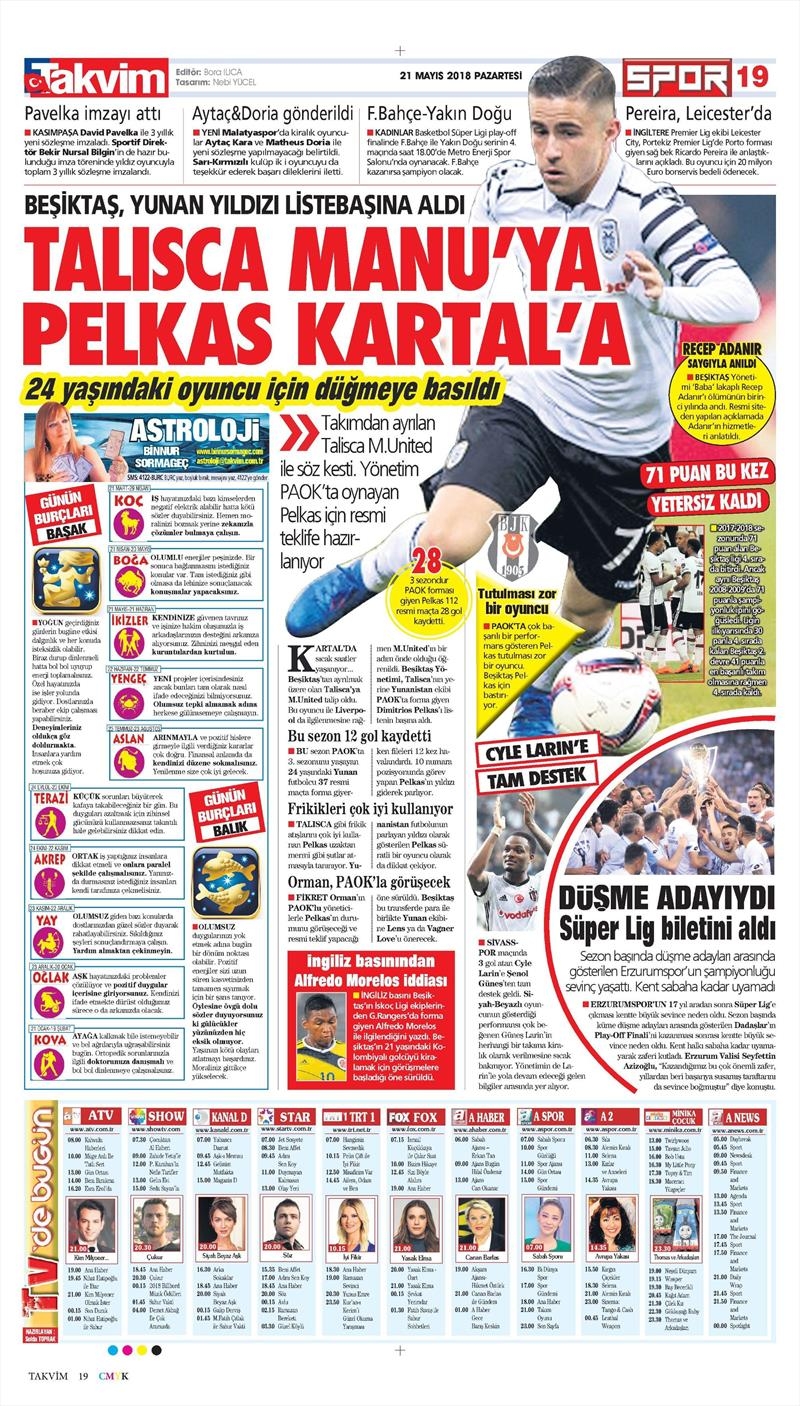 21 Mayıs 2018 | Gazetelerin Beşiktaş Manşetleri - Görsel 5