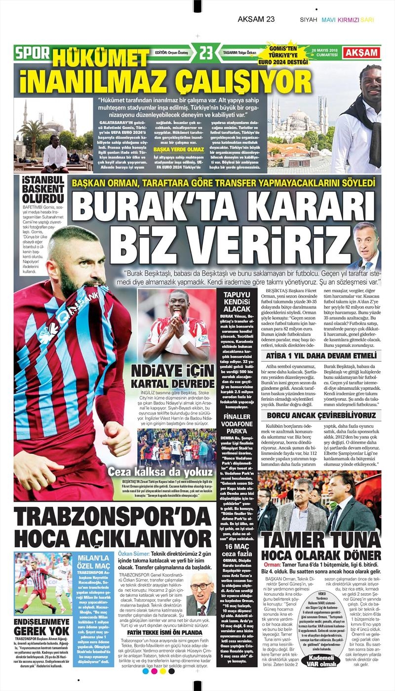 26 Mayıs 2018 | Gazetelerin Beşiktaş Manşetleri - Görsel 1