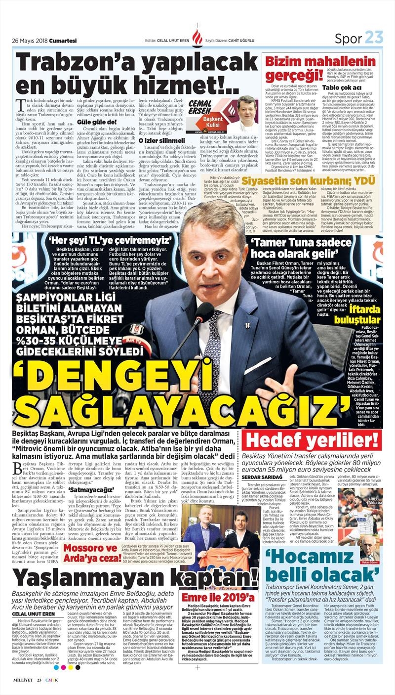 26 Mayıs 2018 | Gazetelerin Beşiktaş Manşetleri - Görsel 11