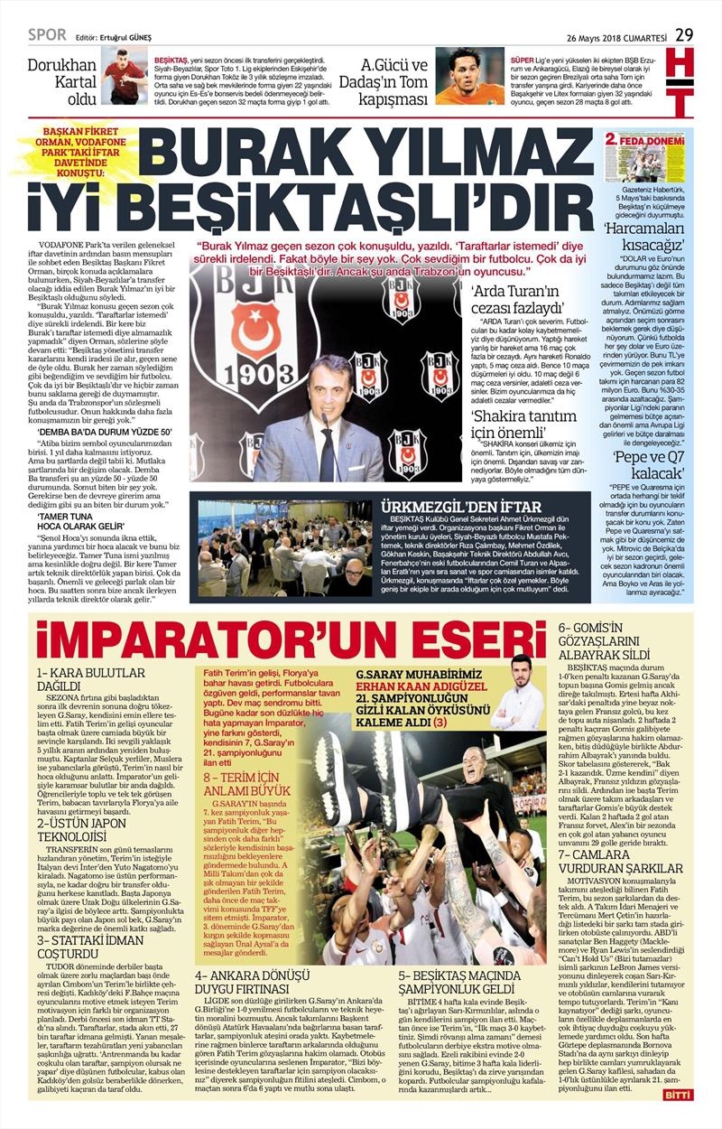 26 Mayıs 2018 | Gazetelerin Beşiktaş Manşetleri - Görsel 4