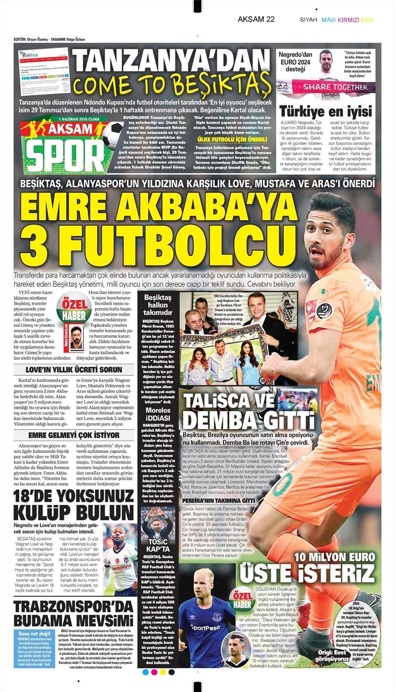 1 Haziran 2018 | Gazetelerin Beşiktaş Manşetleri - Görsel 2