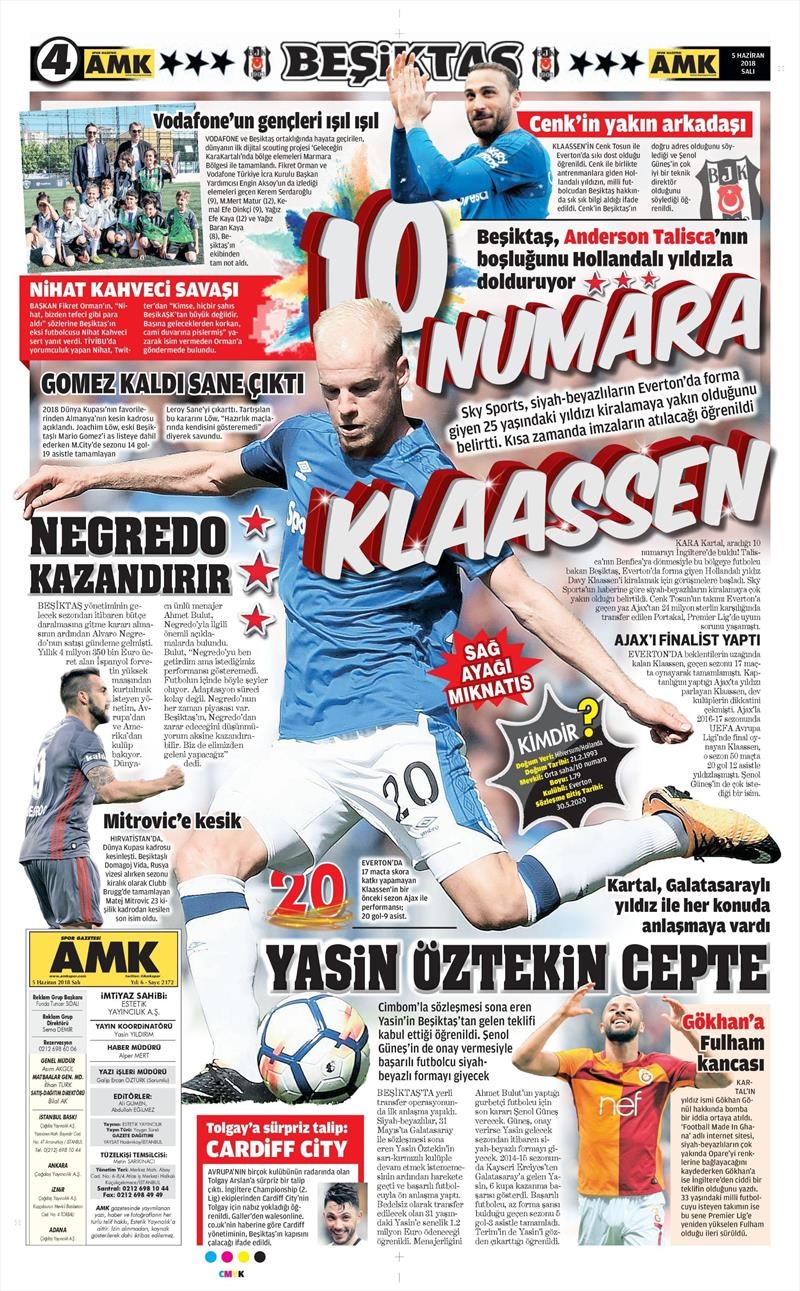 5 Haziran 2018 | Gazetelerin Beşiktaş Manşetleri - Görsel 2