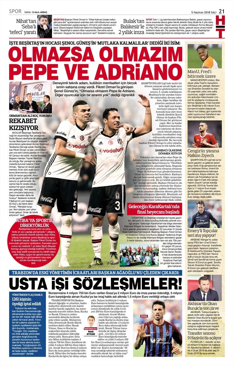 5 Haziran 2018 | Gazetelerin Beşiktaş Manşetleri - Görsel 3