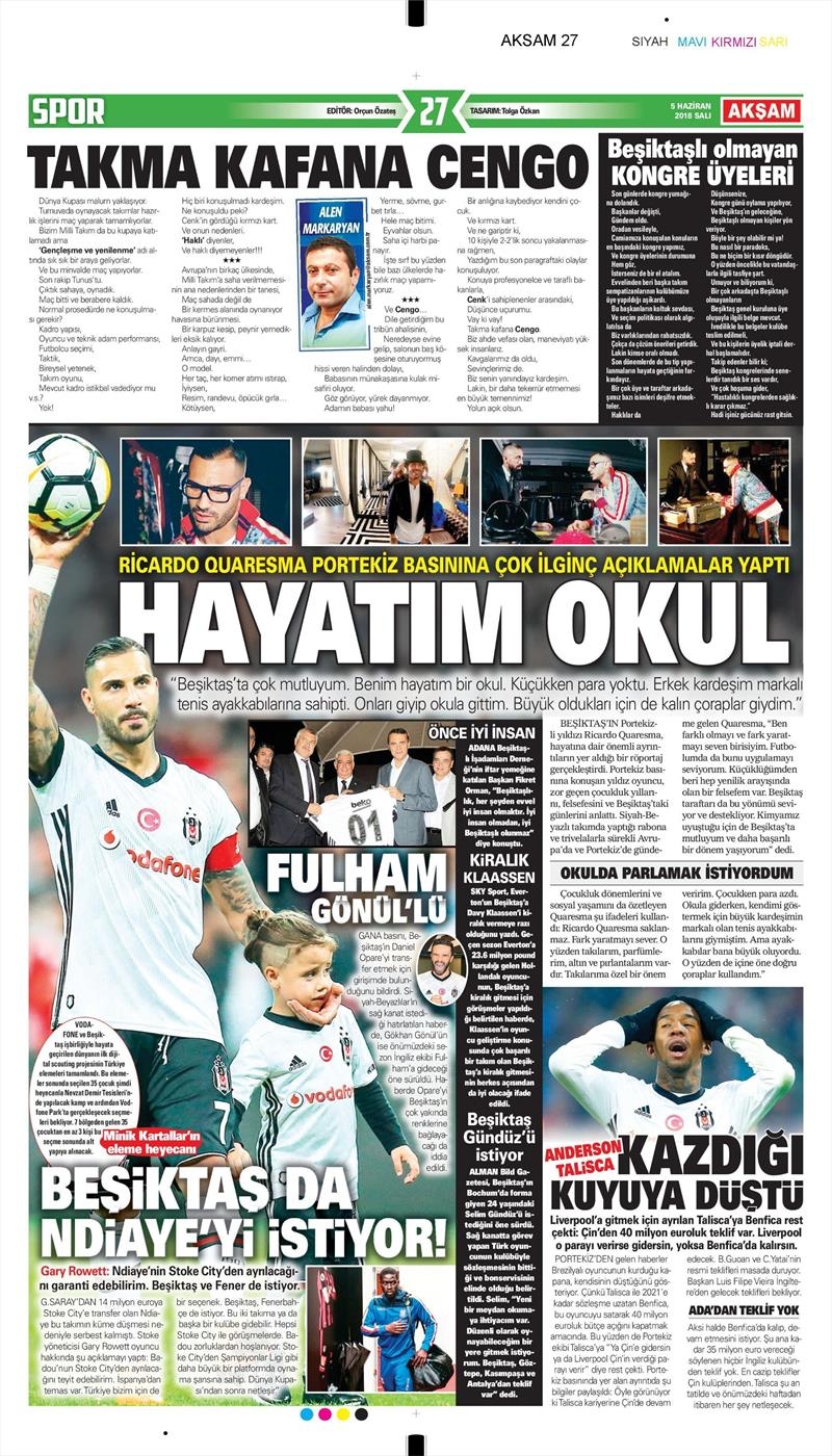 5 Haziran 2018 | Gazetelerin Beşiktaş Manşetleri - Görsel 4